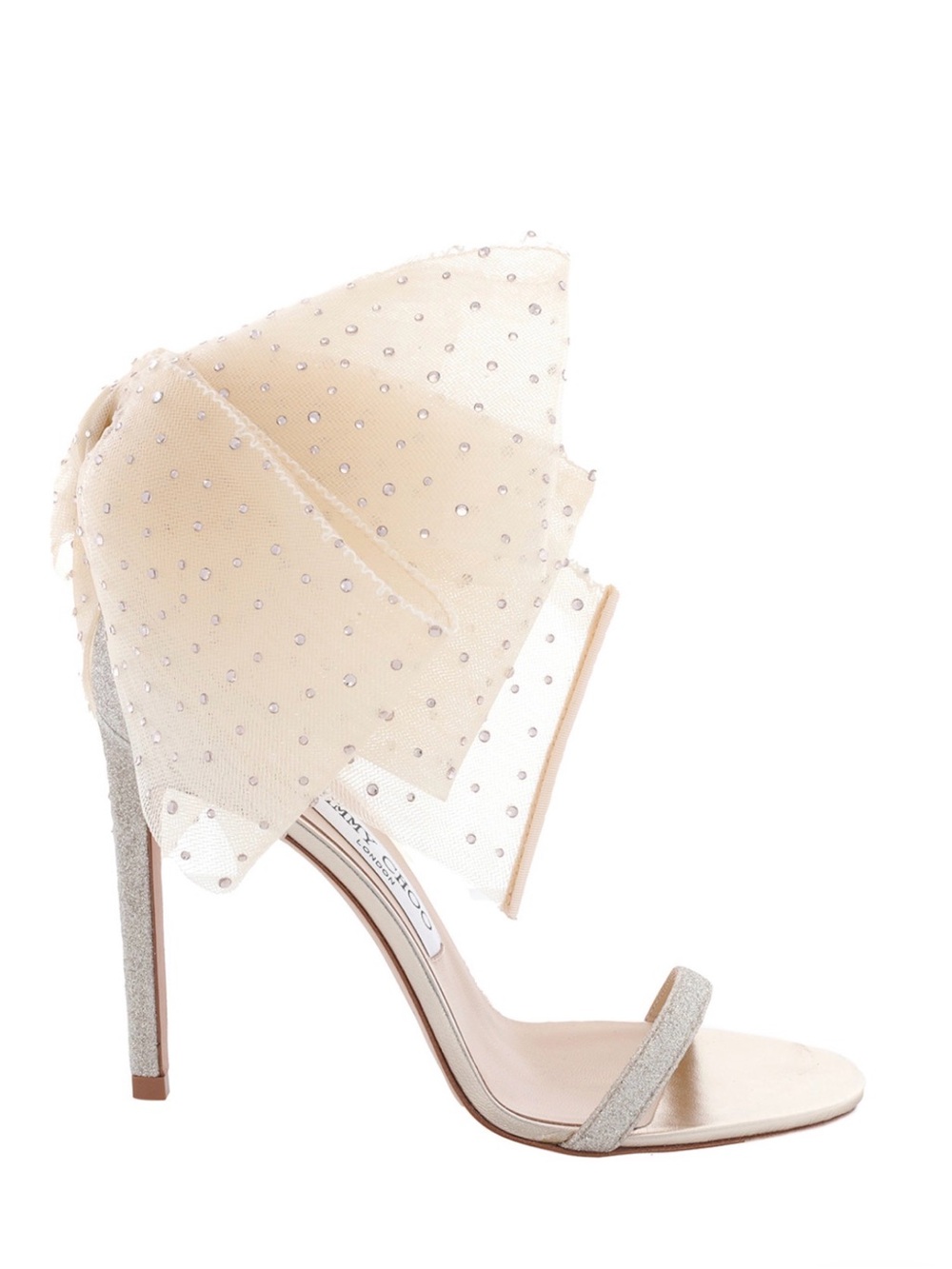 Jimmy Choo Blush Nude Tulle Crystal-Embellished Stiletto Sandals
